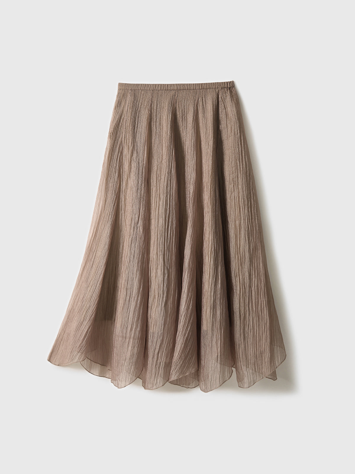 Asymmetrical hem crepe flare skirt in 4 colors
