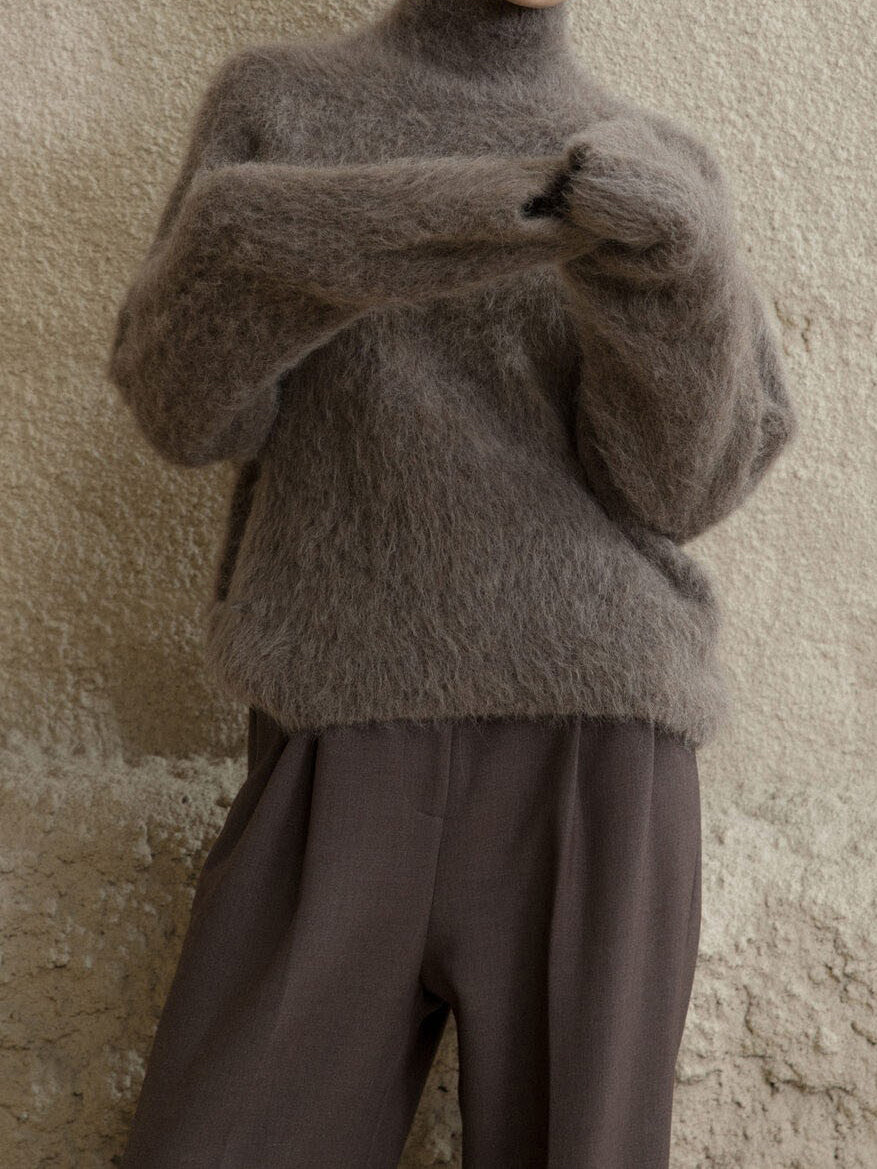 High-neck shaggy knit (5 colors)