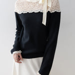 <先行公開>サイドリボンレースドッキングニット　3色入 - SonderSable