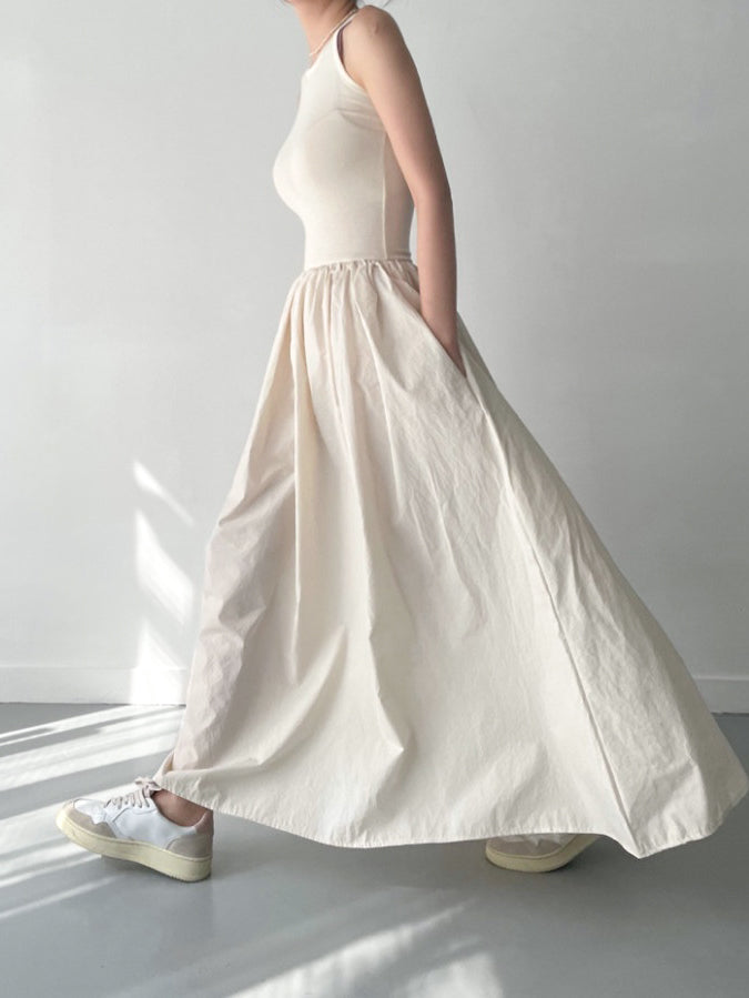 Sleeveless knit docking maxi flare dress in 6 colors