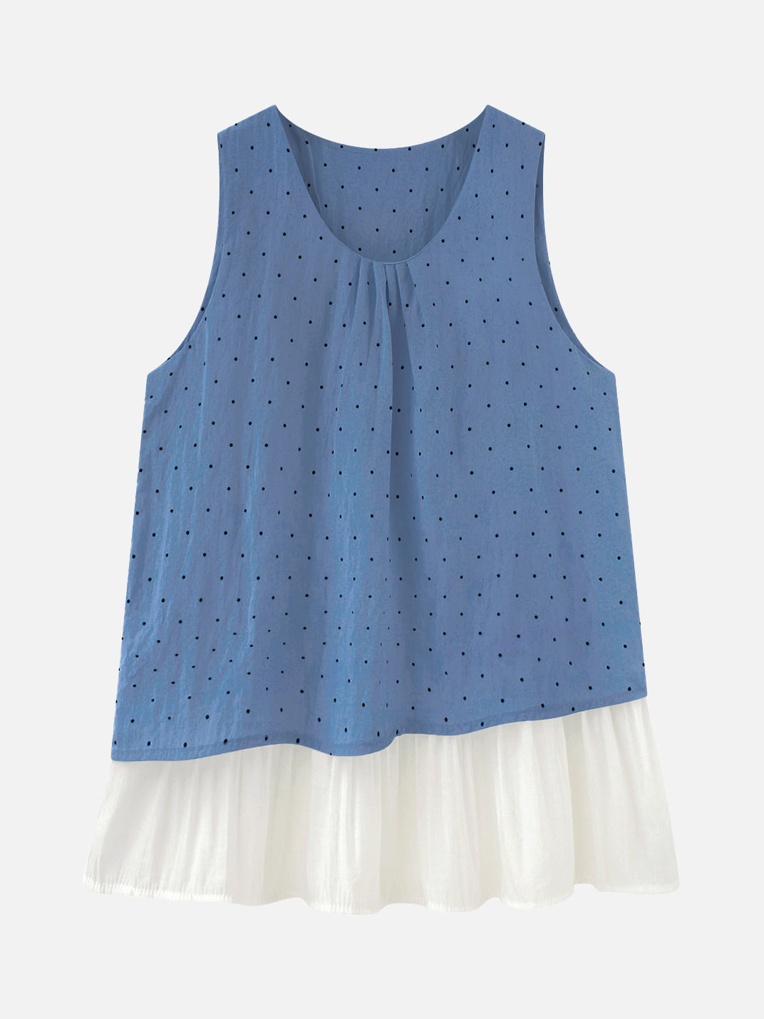 Flared Docking Dot Tank Top in Mixed Materials (2 Colors)