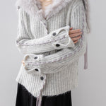 セーラーカラー編み込みロングリボンニットカーディガン　3色入 - SonderSable