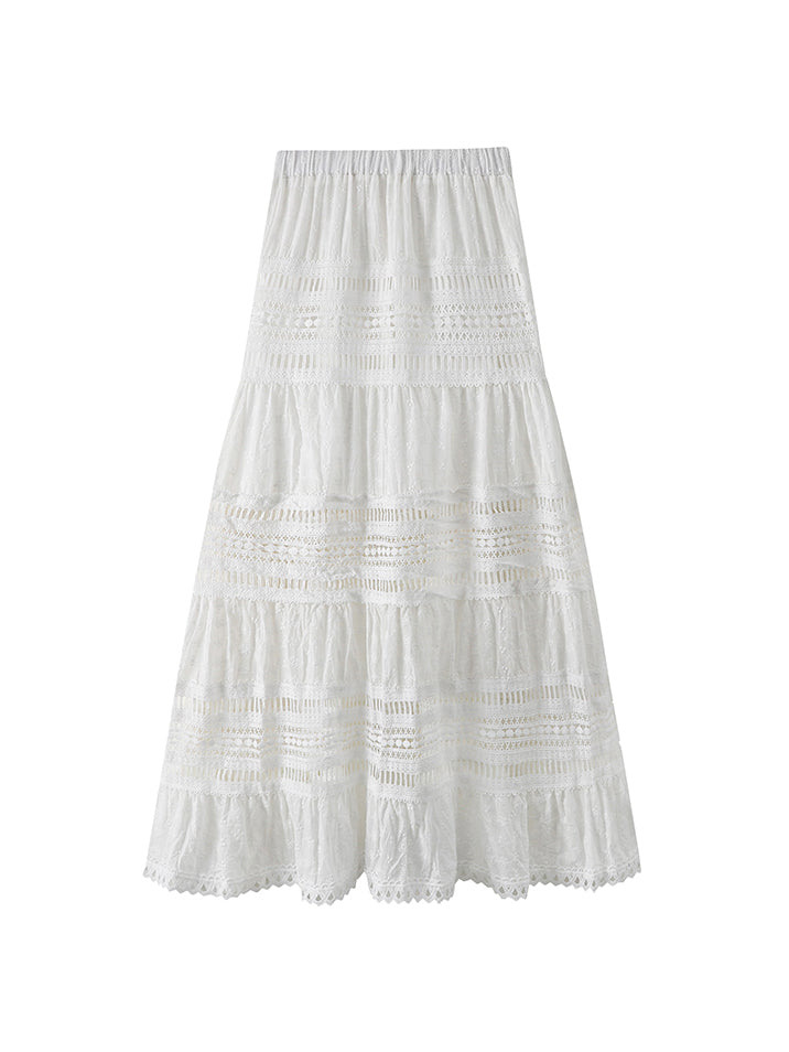 Cutwork lace tiered skirt in 2 colors