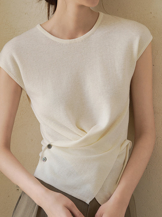 Cache-Coeur Side Button Knit 3 Colors