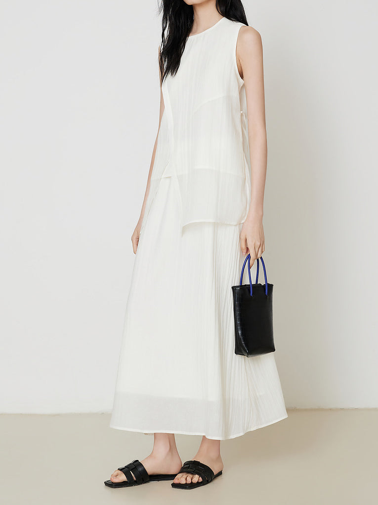 Front cross blouse + flare skirt set (2 colors)