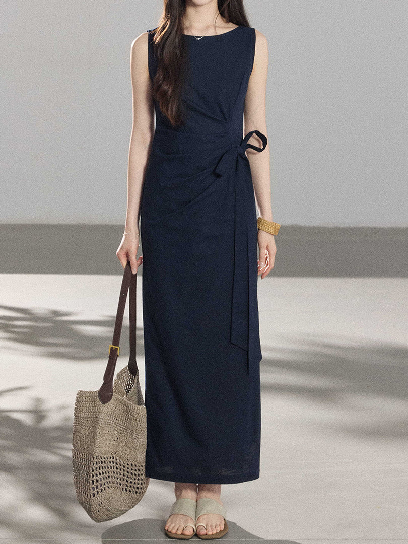 Side-ribbon tank long dress (5 colors)
