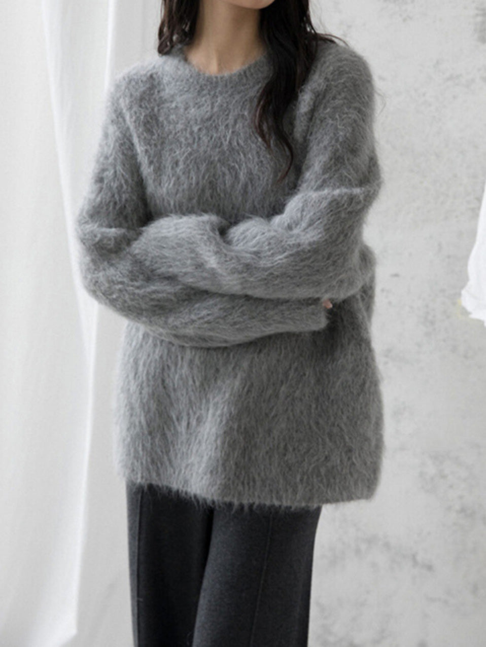 Crew neck shaggy knit (5 colors)