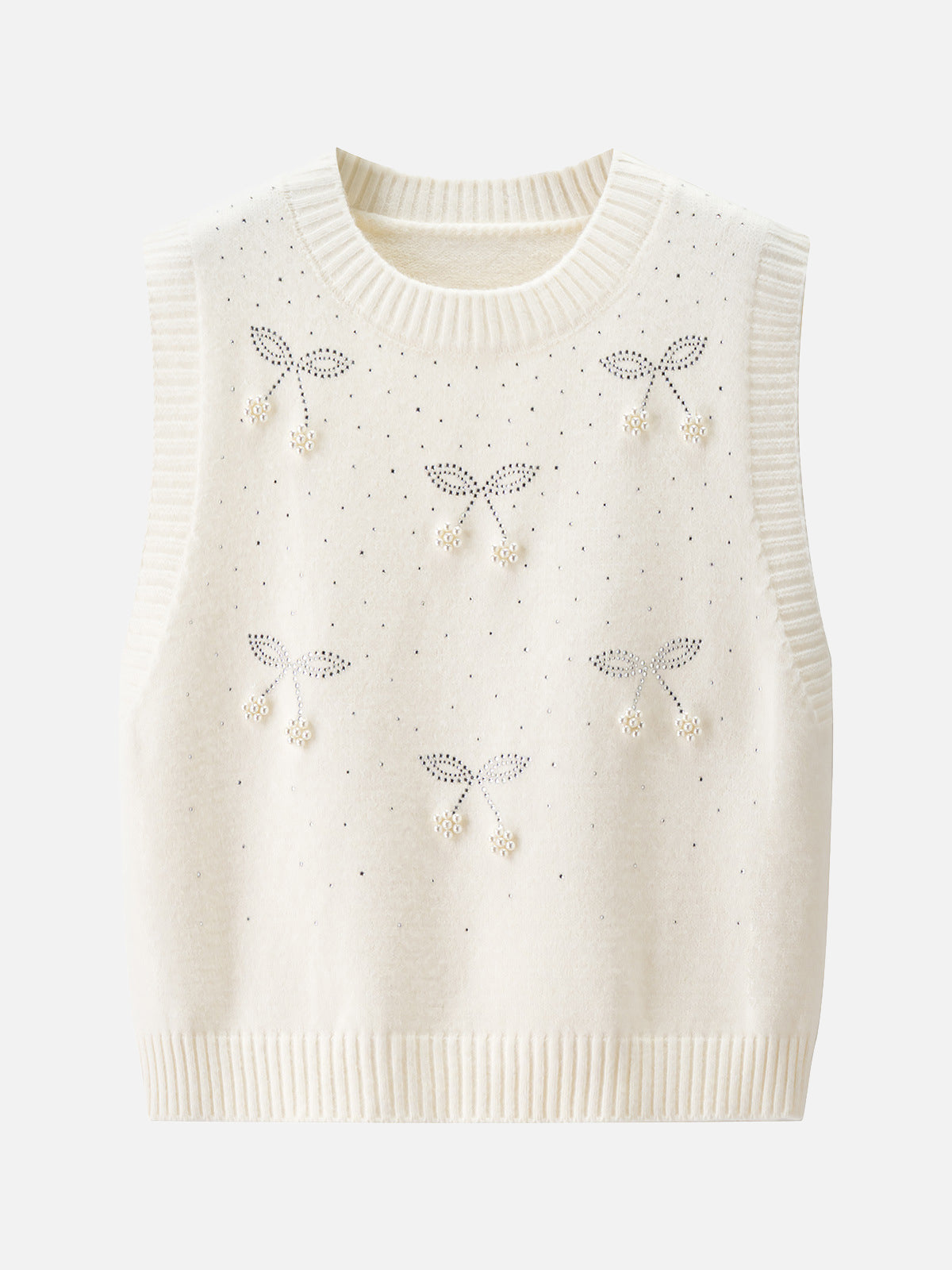 Cherry bead design knit vest (4 colors)
