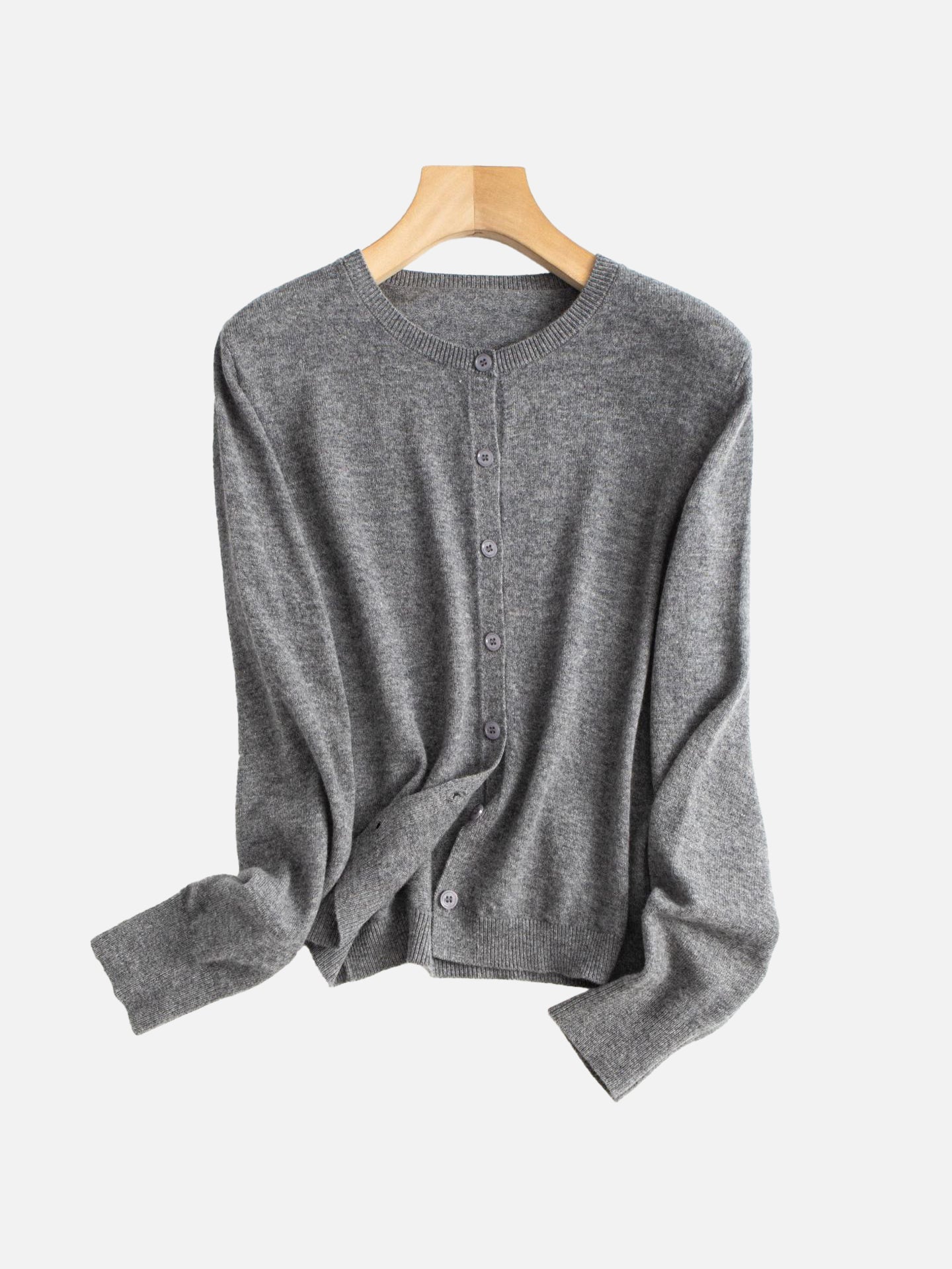 Merino wool crew neck basic cardigan (5 colors)