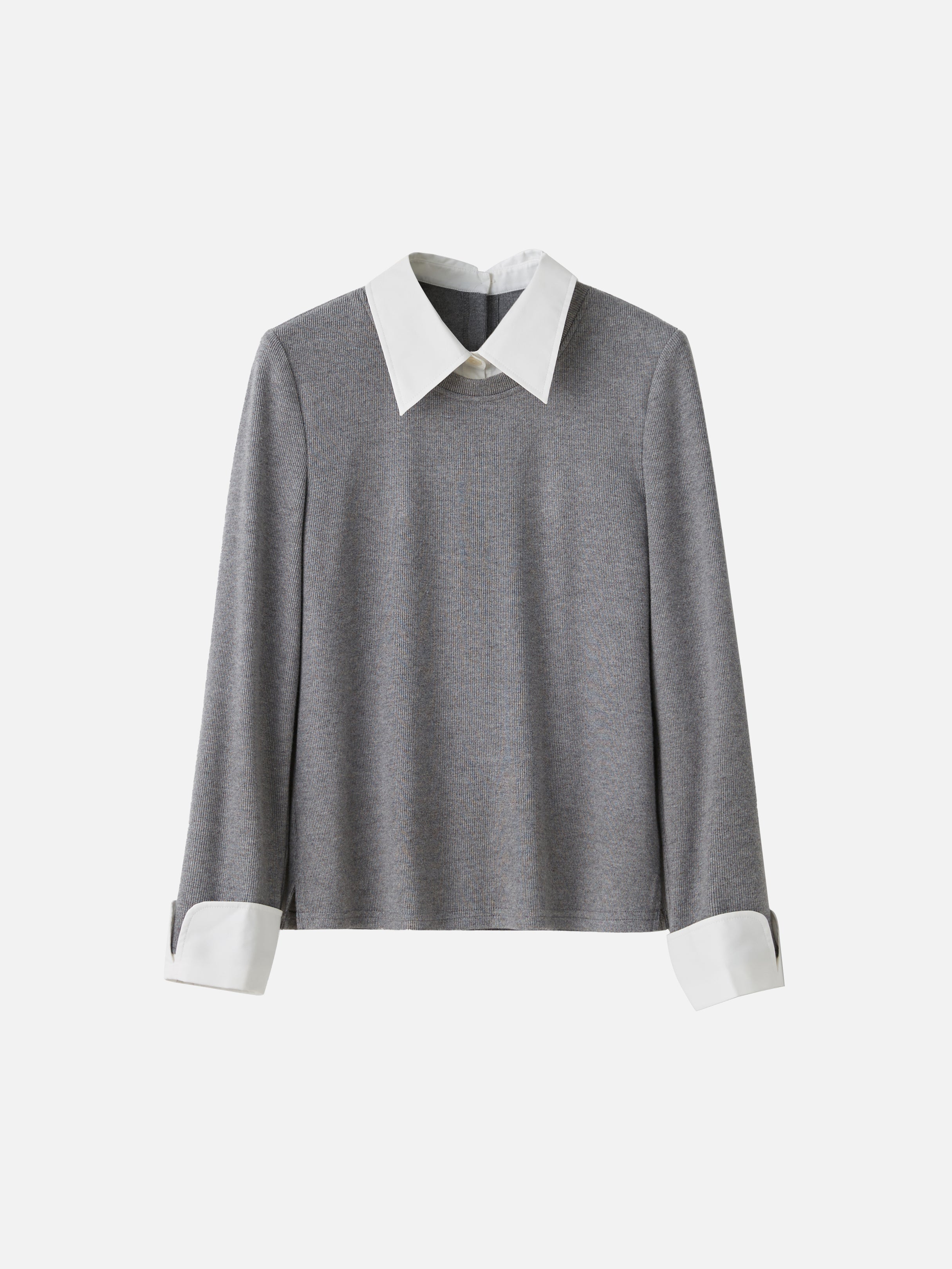 Layered shirt collar knit in 2 colors
