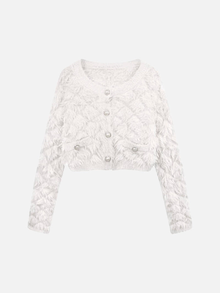 シャギーニットショートカーディガン　5色入