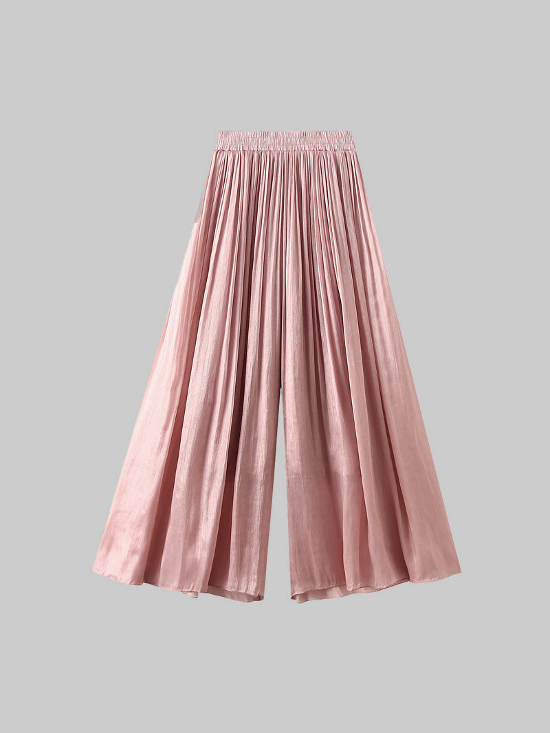 Glossy crepe wide pants in 7 colors