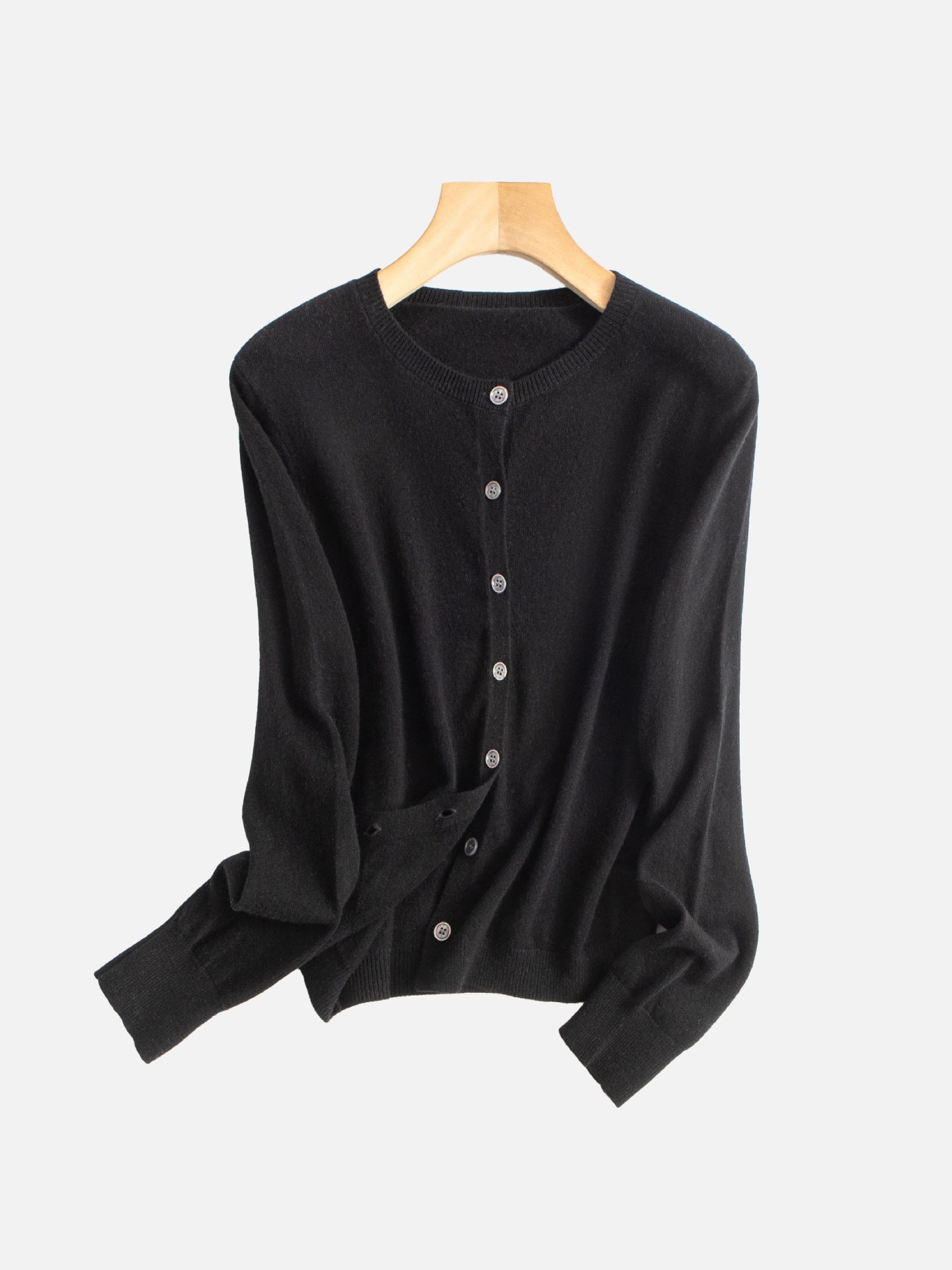 Merino wool crew neck basic cardigan (5 colors)