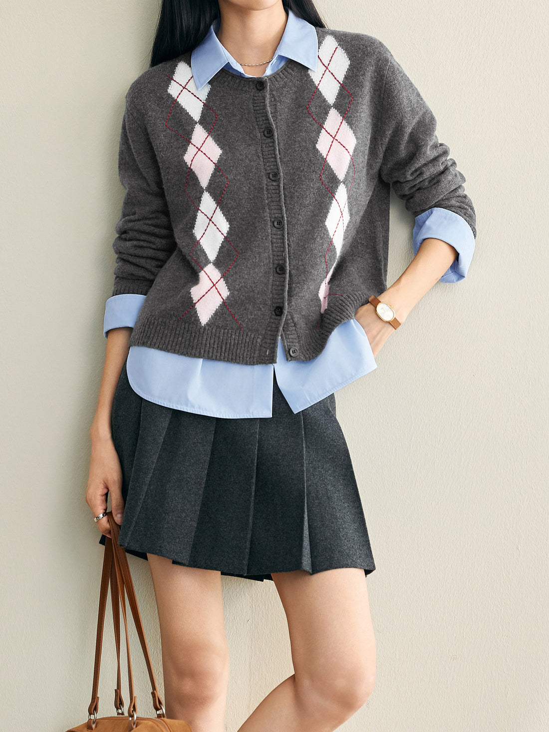 Classic Argyle Cardigan (3 colors)