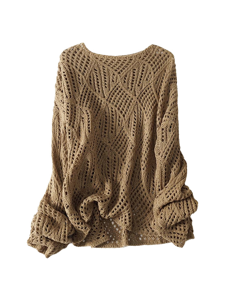 Boat neck crochet knit in 2 colors