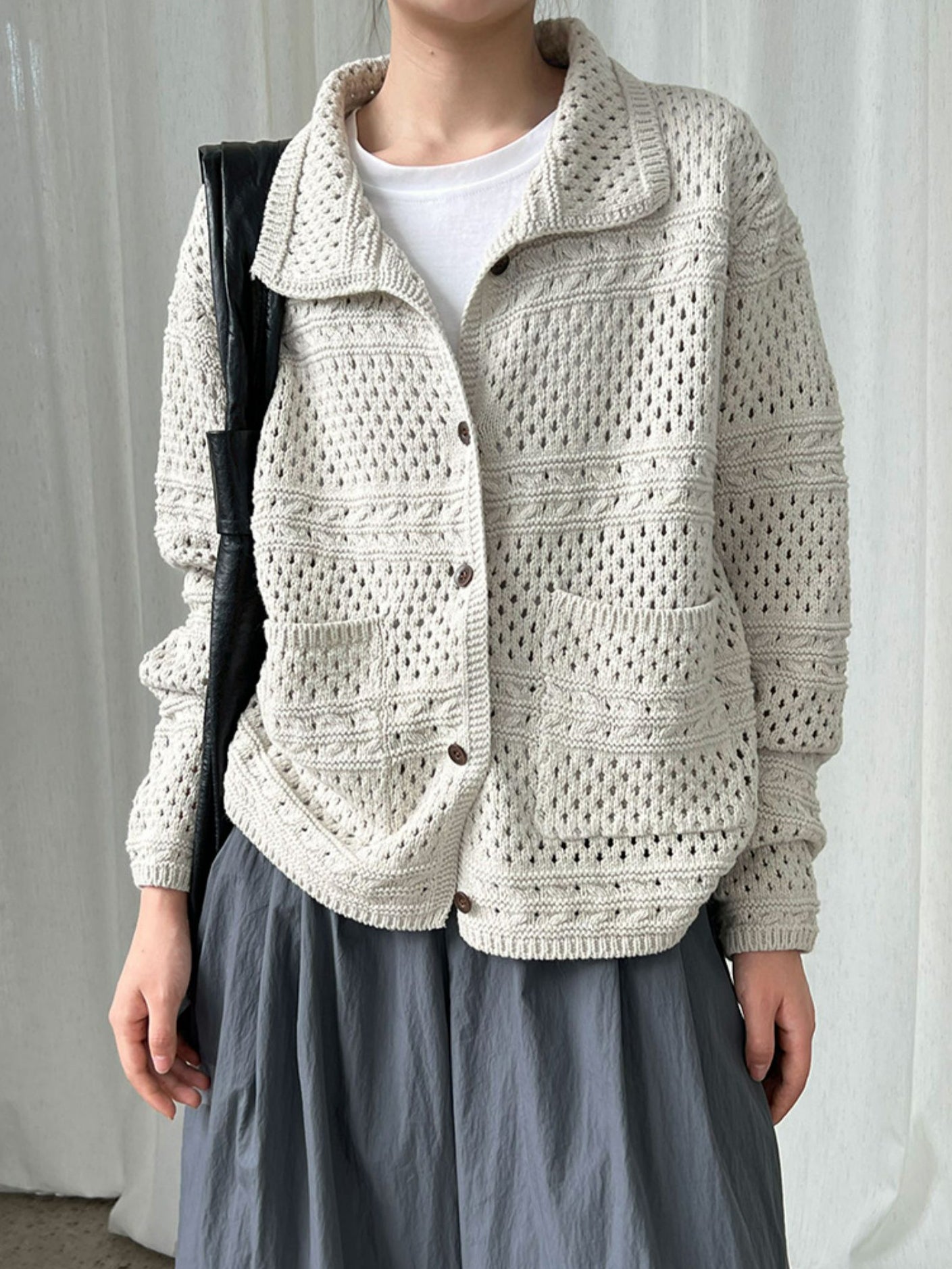 Crochet cardigan with collar (3 colors)