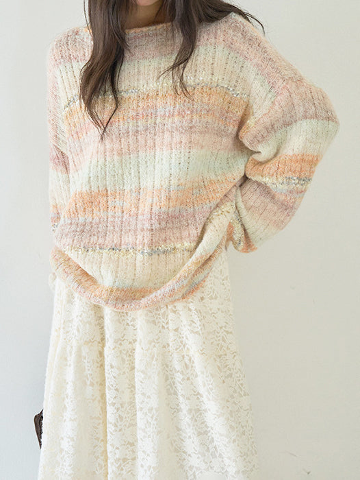 カラフルボーダーニットセーター　2色入