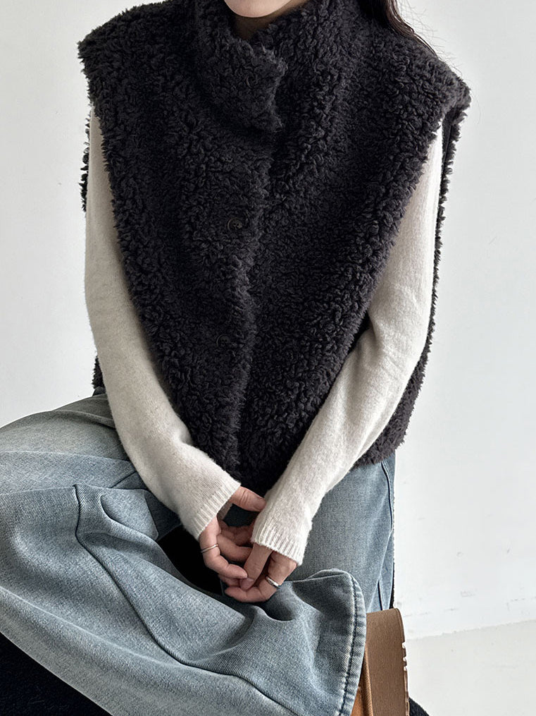 フェイクファーベスト　3色入