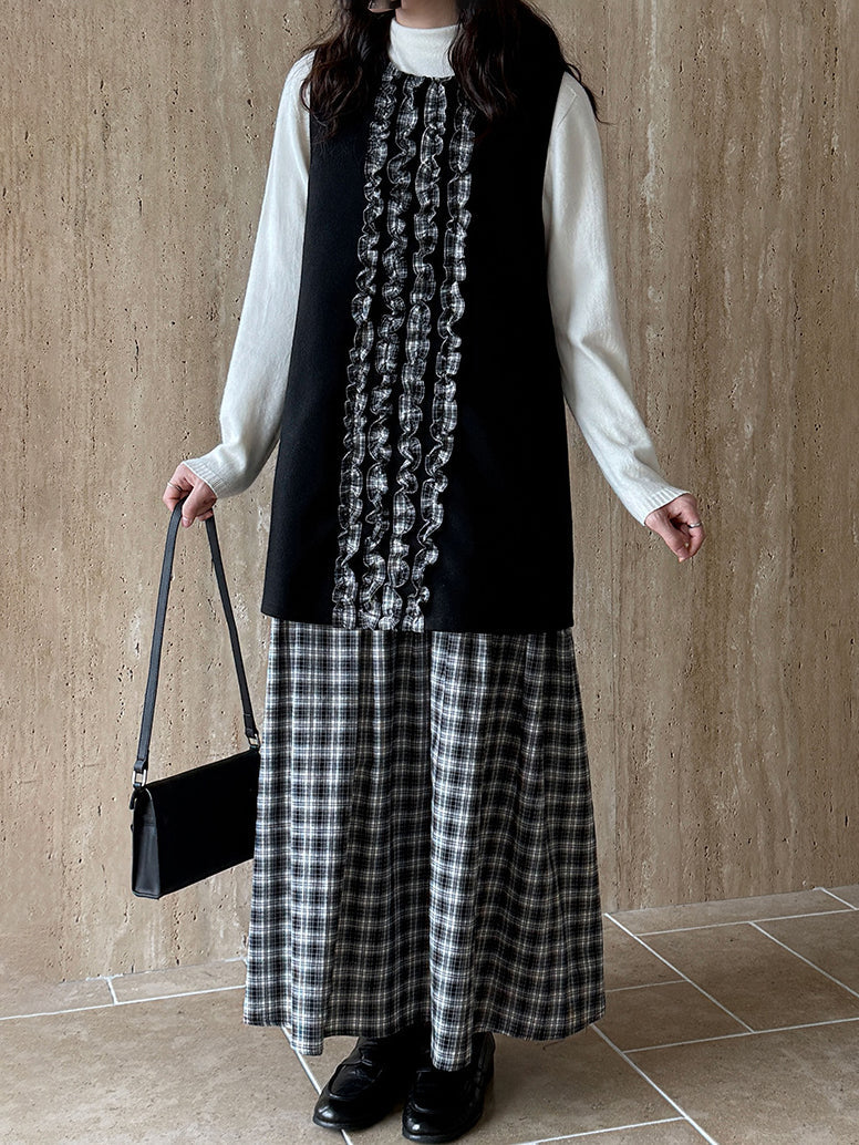 Checkered Ruffle Docking Tank Dress (2 colors)