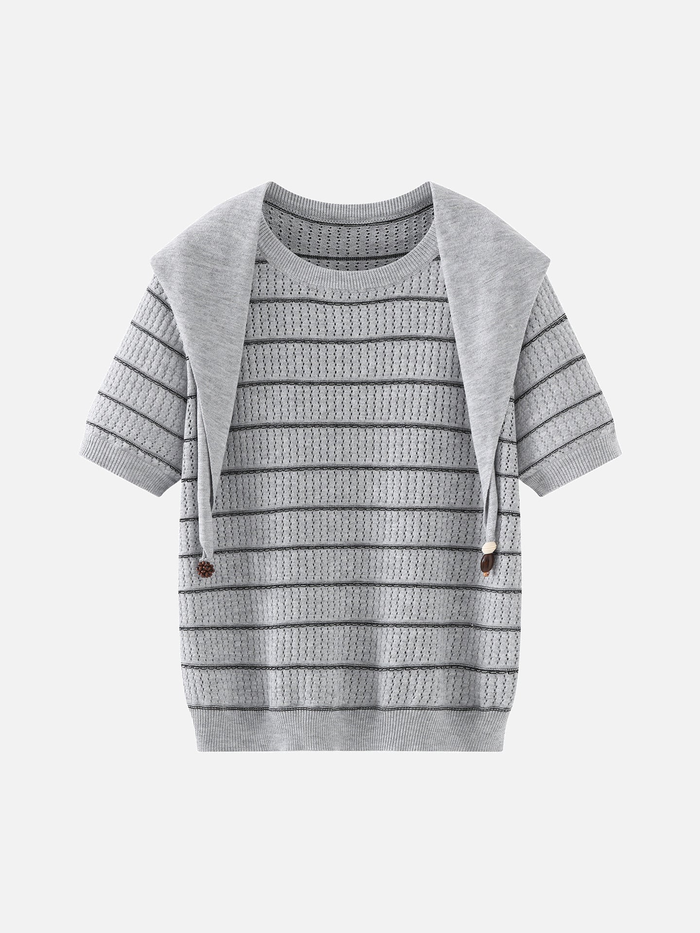 スカーフ付シアーパネルボーダーニット　3色入