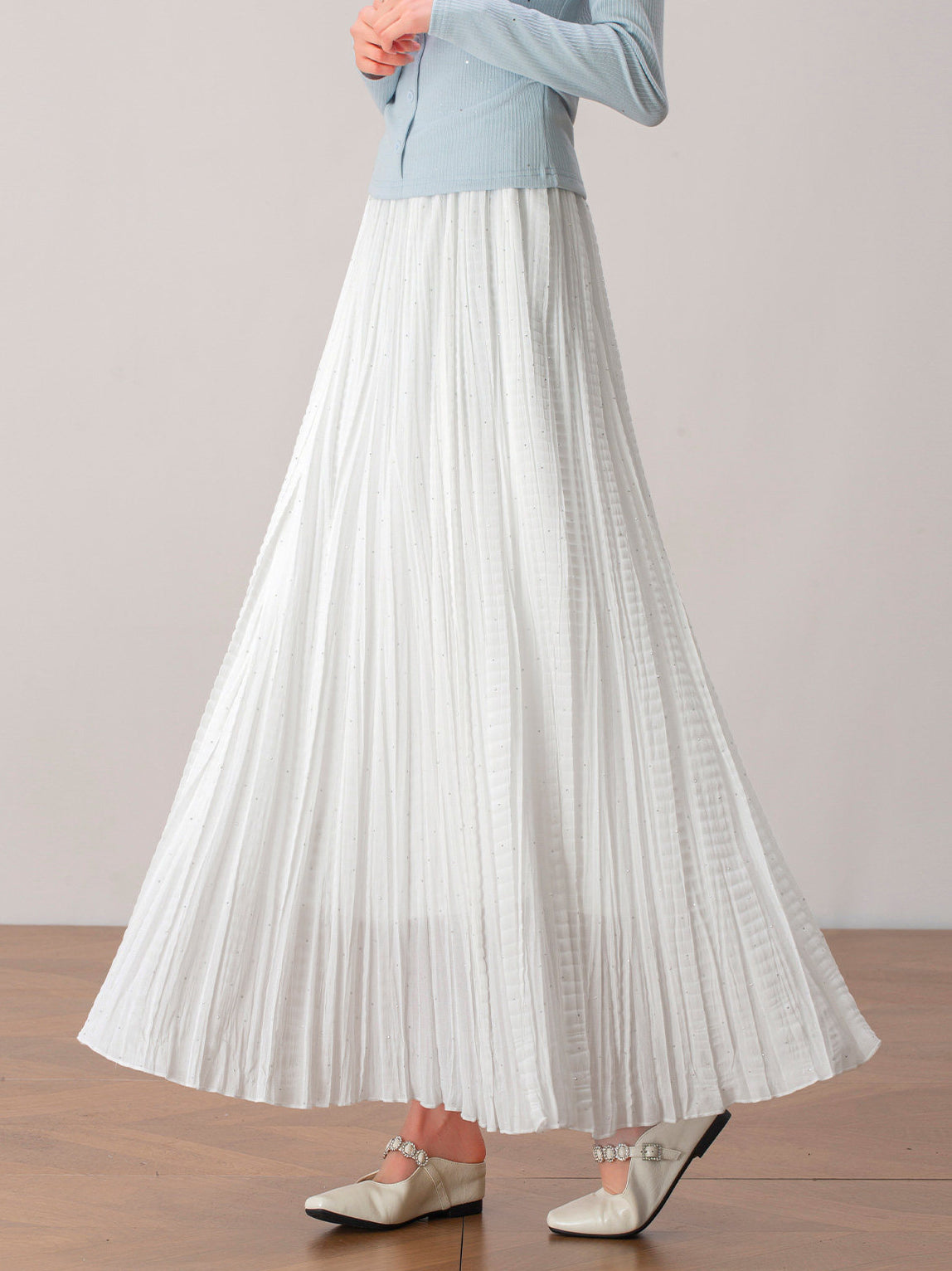 ビーズワッシャープリーツスカート　5色入