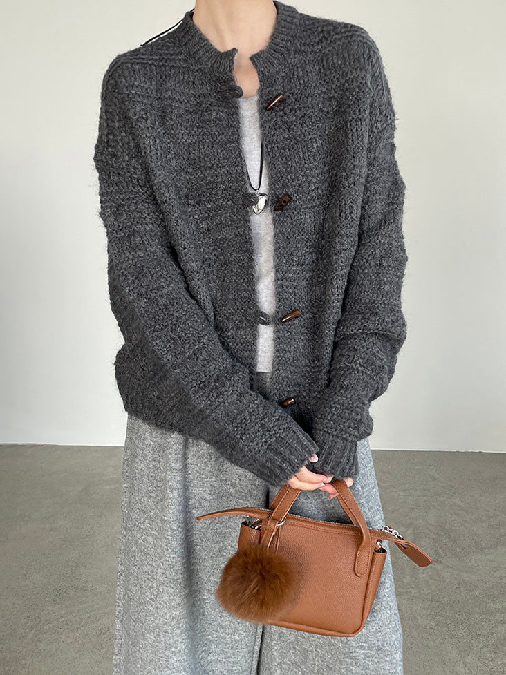 トグルボタンウールローゲージカーディガン　3色入