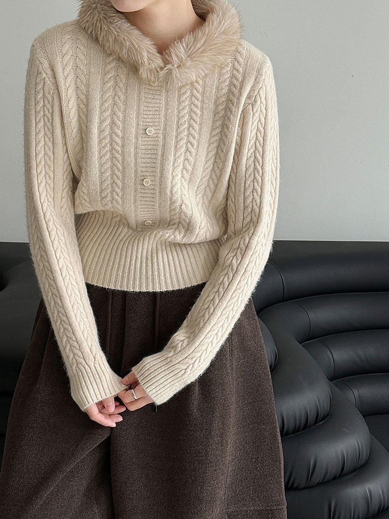 Fur-colored cable knit (5 colors)