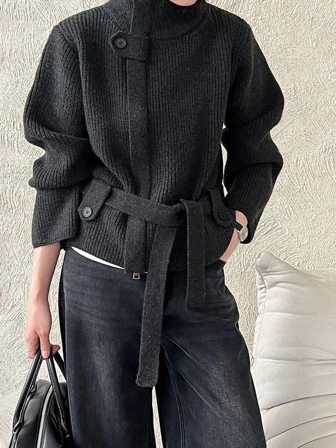 Belted Zip-Up Cardigan (3 colors)