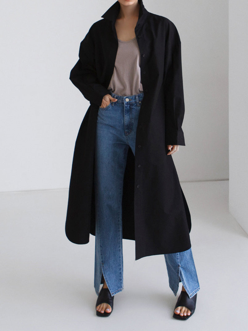 Side slit shirt dress in 3 colors