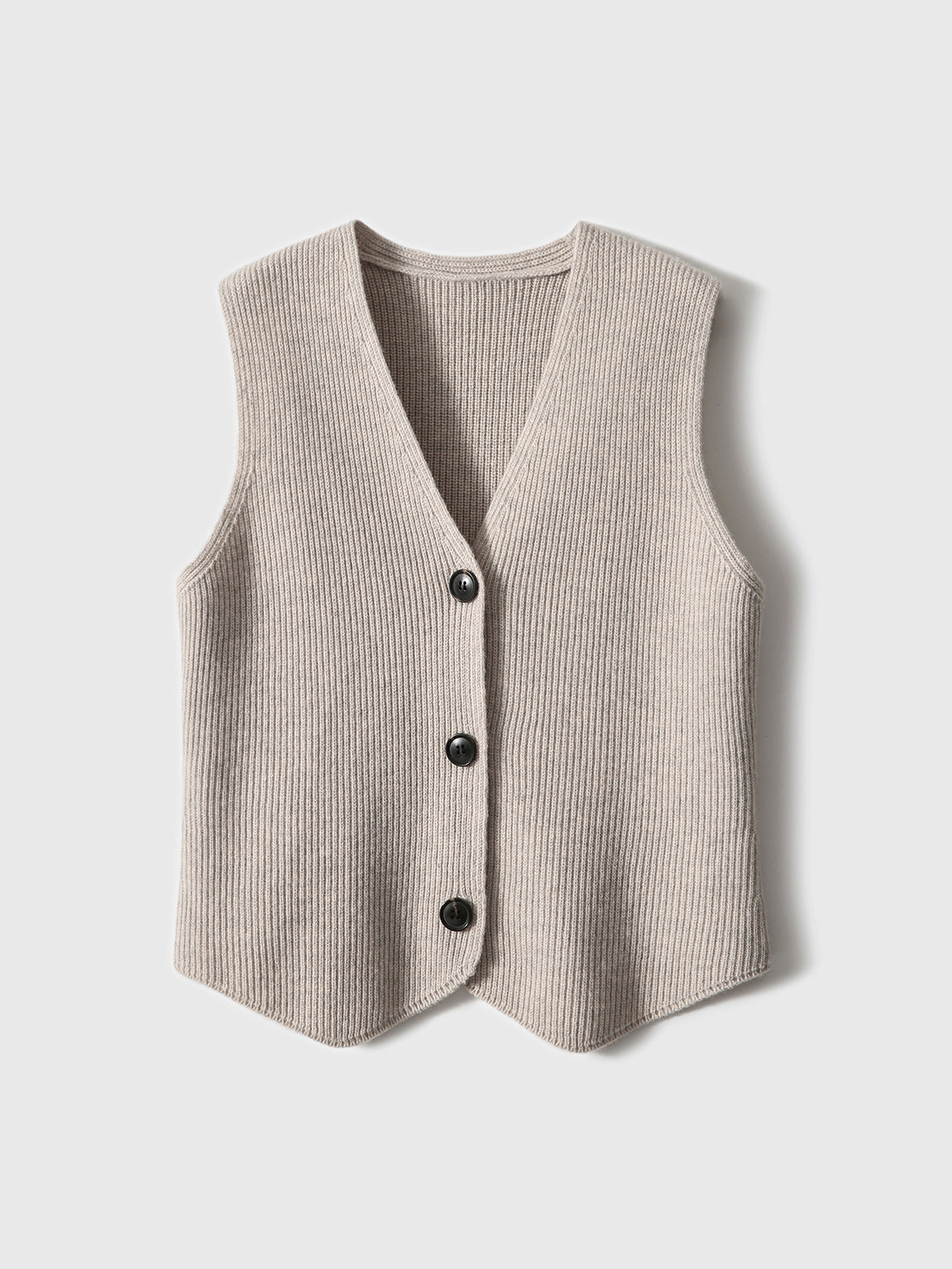 V-neck ribbed knit vest in 2 colors