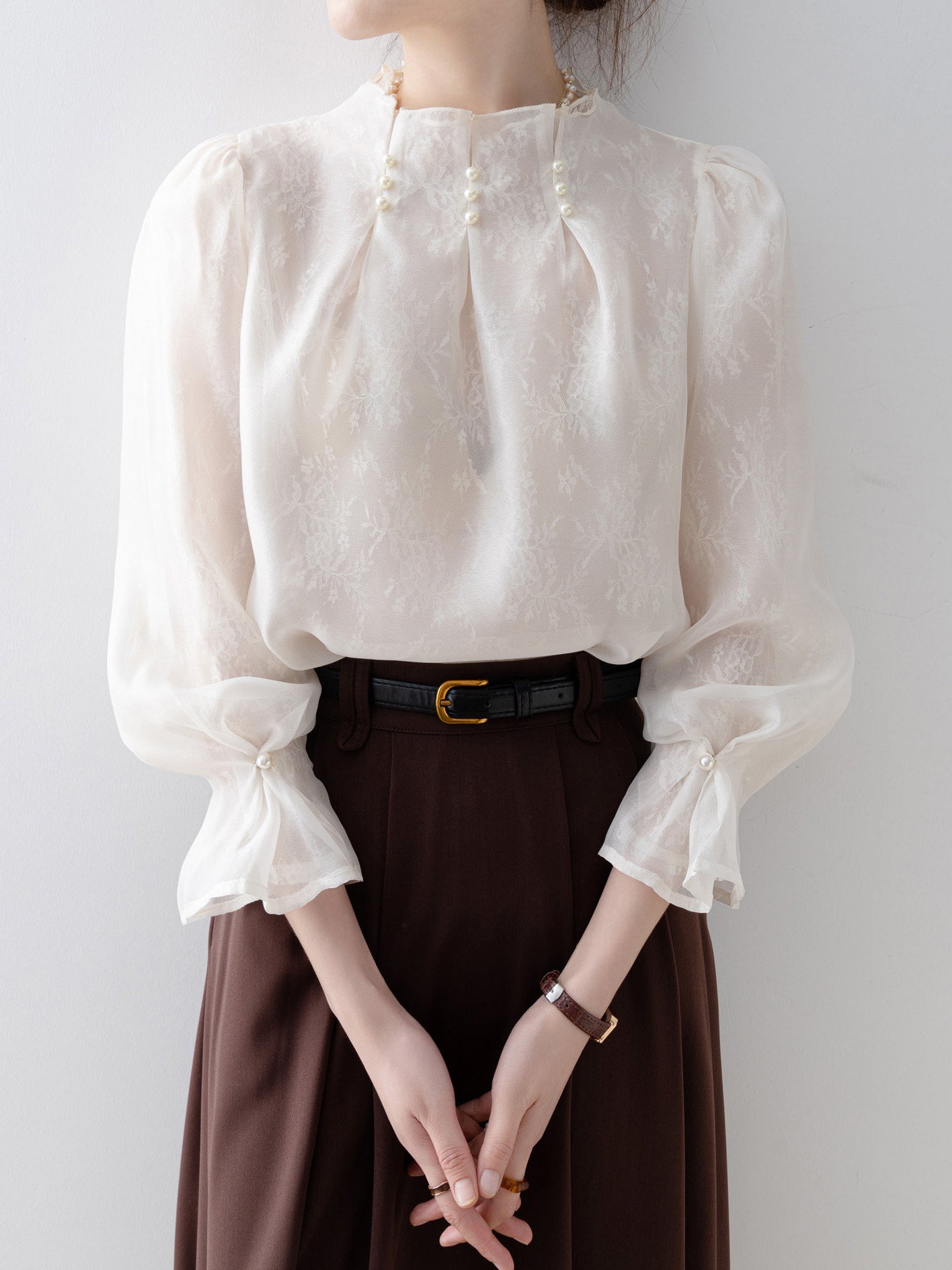 パールタックインレースブラウス - SonderSable
