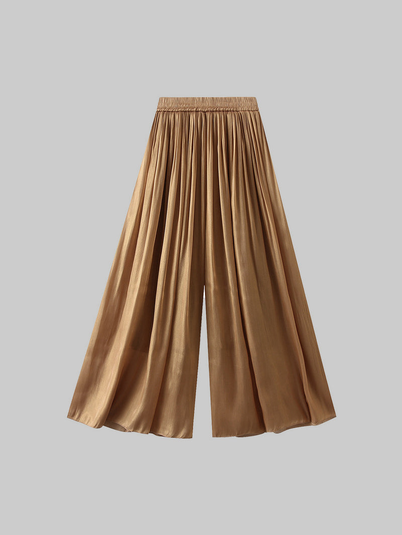 Glossy crepe wide pants in 7 colors