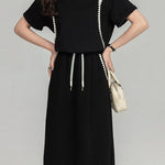 配色シェルステッチTシャツ＋イージースカートSET　2色入 - SonderSable