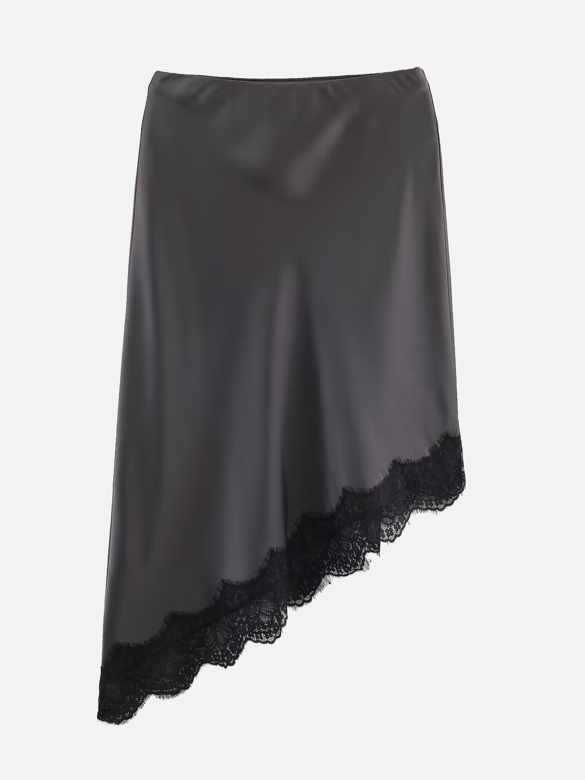 サテンライクアシメレーススカート　4色入