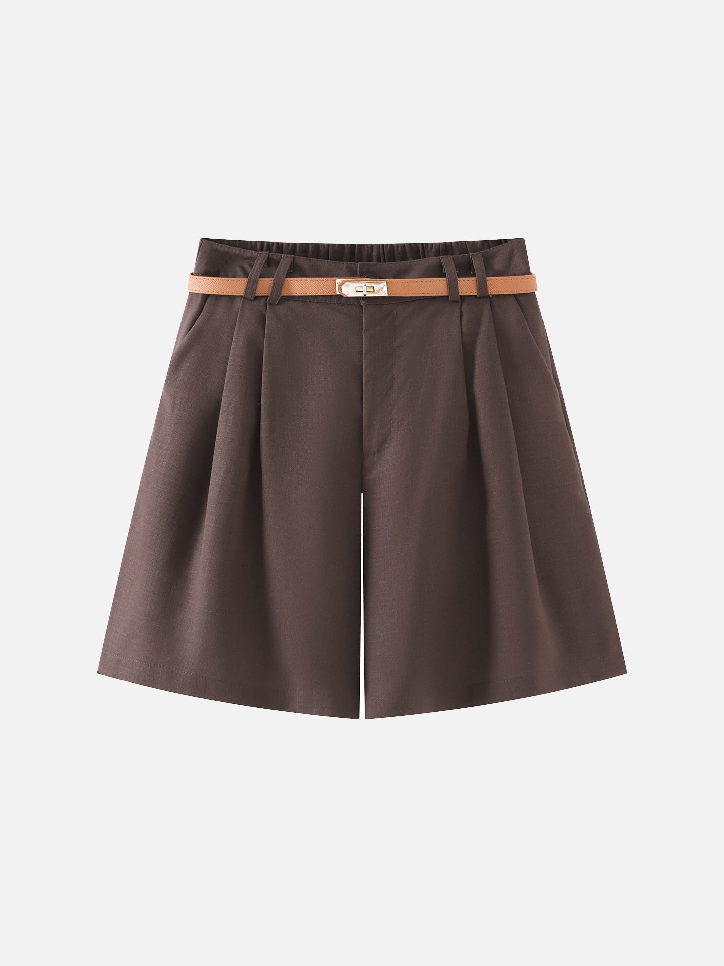 ダブルタックベルト付ショートパンツ　4色入