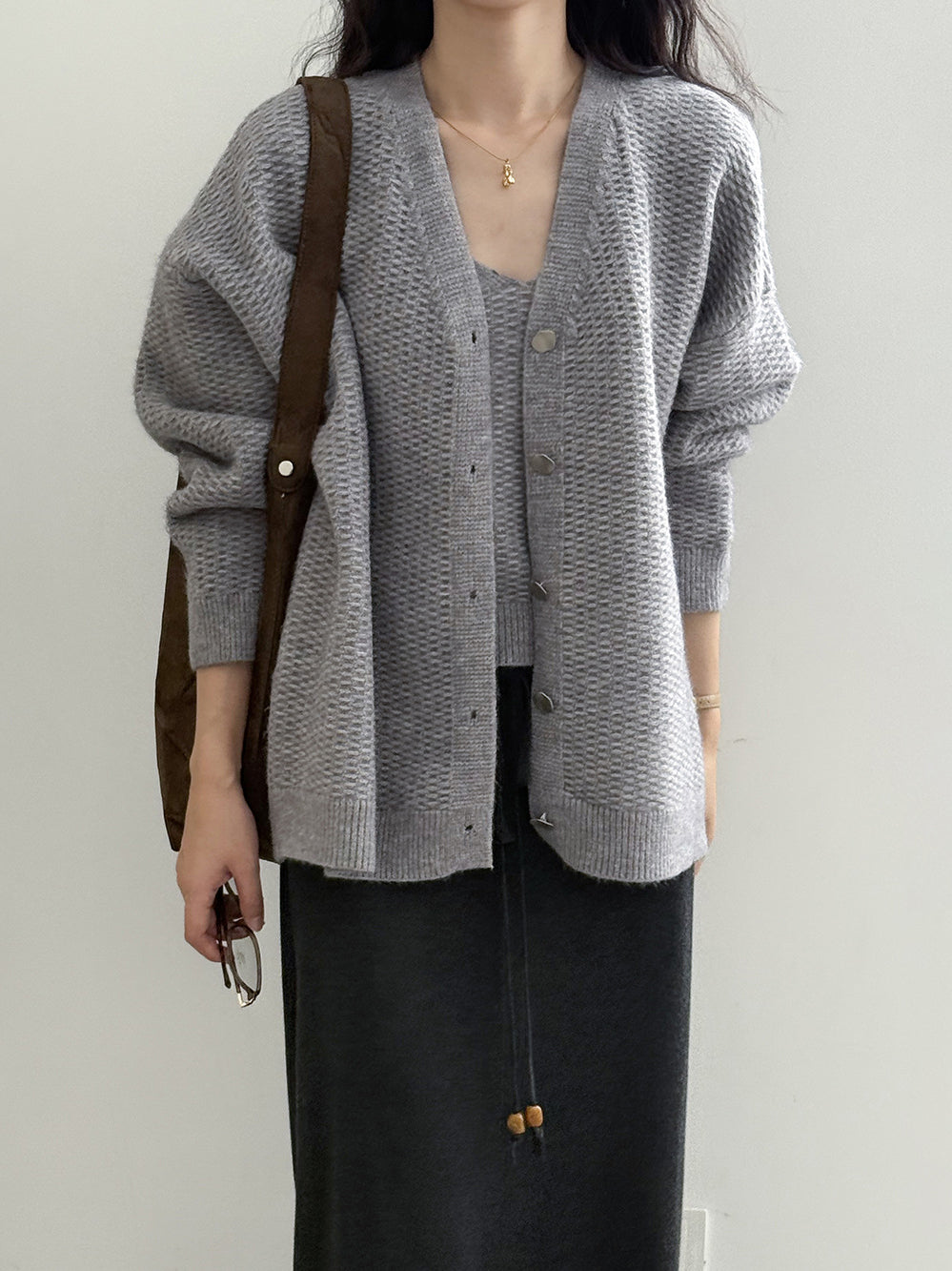 Waffle knit cami + cardigan ensemble (3 colors)