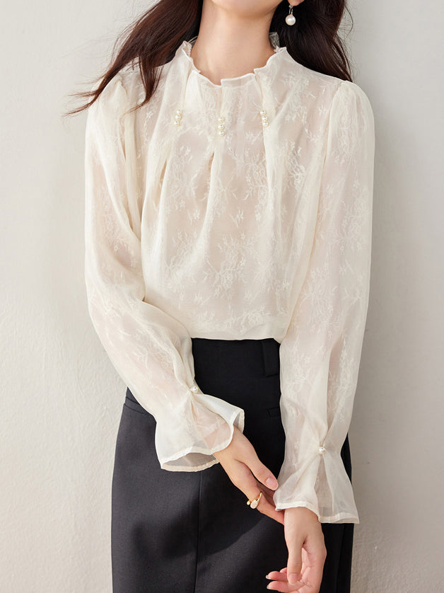 パールタックインレースブラウス - SonderSable
