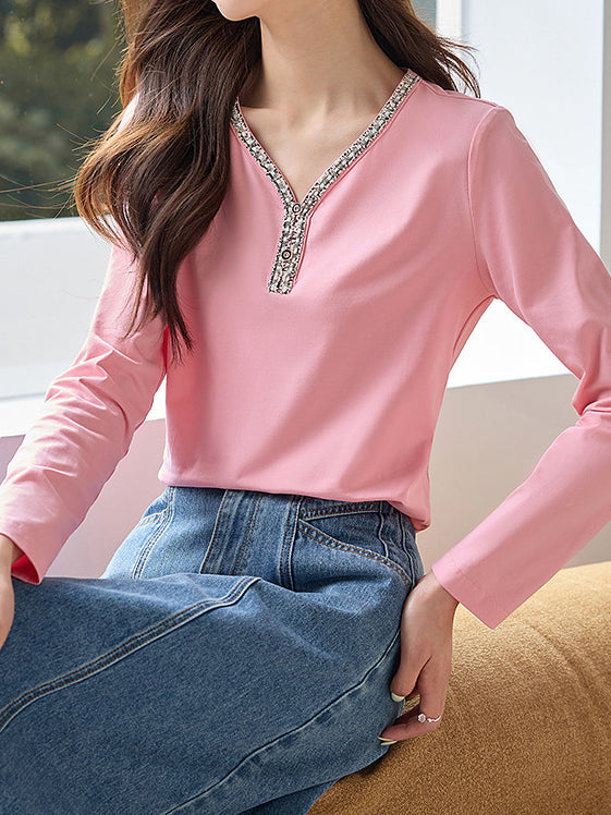 フリンジループデザインカットソー　4色入