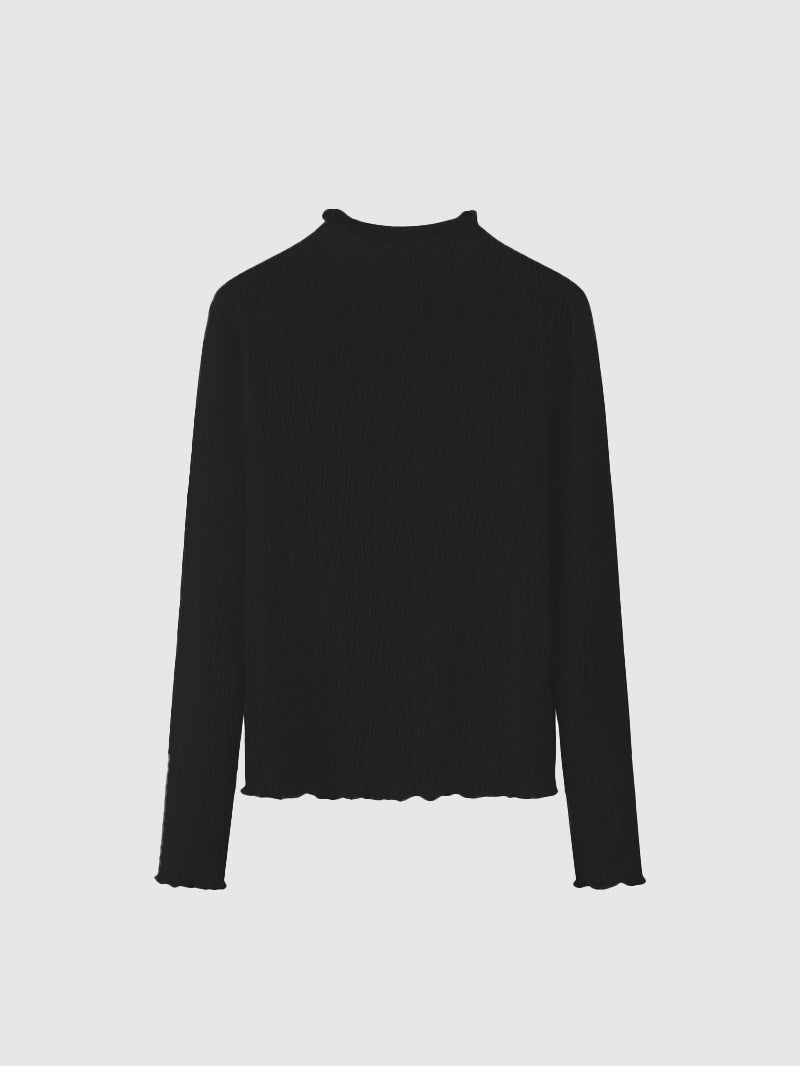 Mellow high neck sheer wave lace top in 3 colors