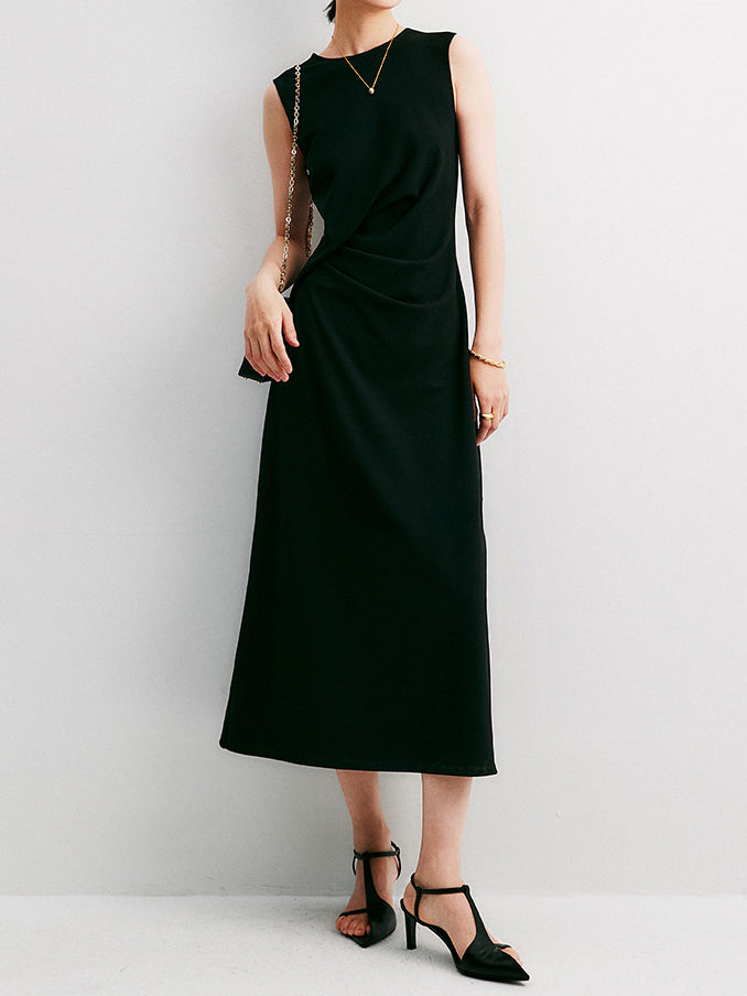Side Draped Sleeveless Dress, available in 2 colors