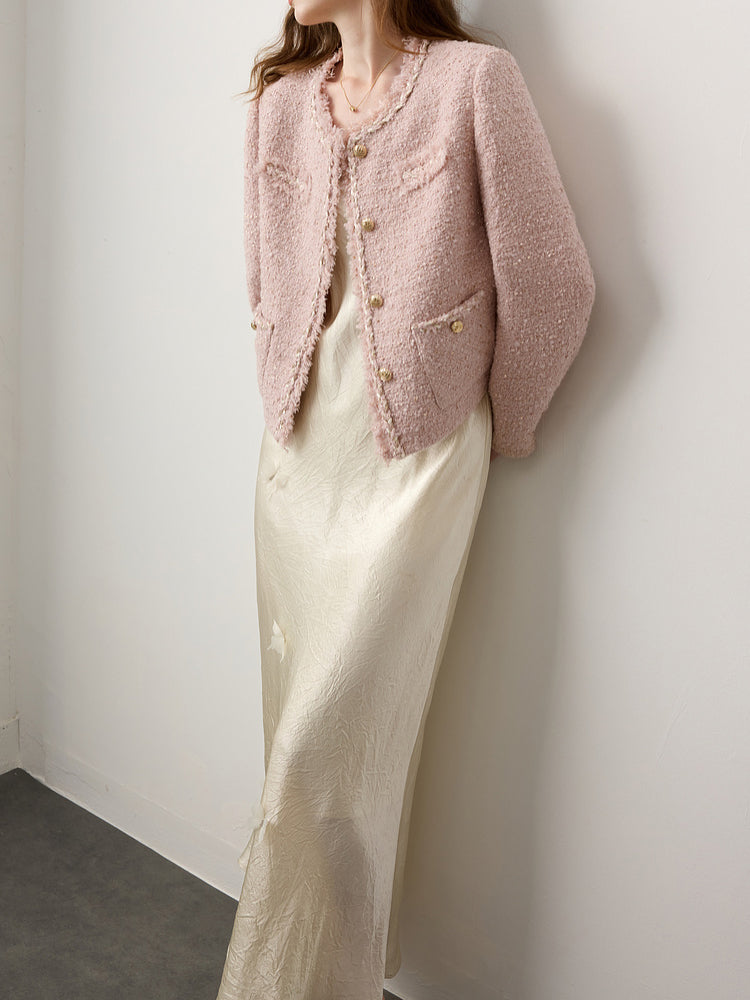 フリンジエレガントツイードジャケット - SonderSable