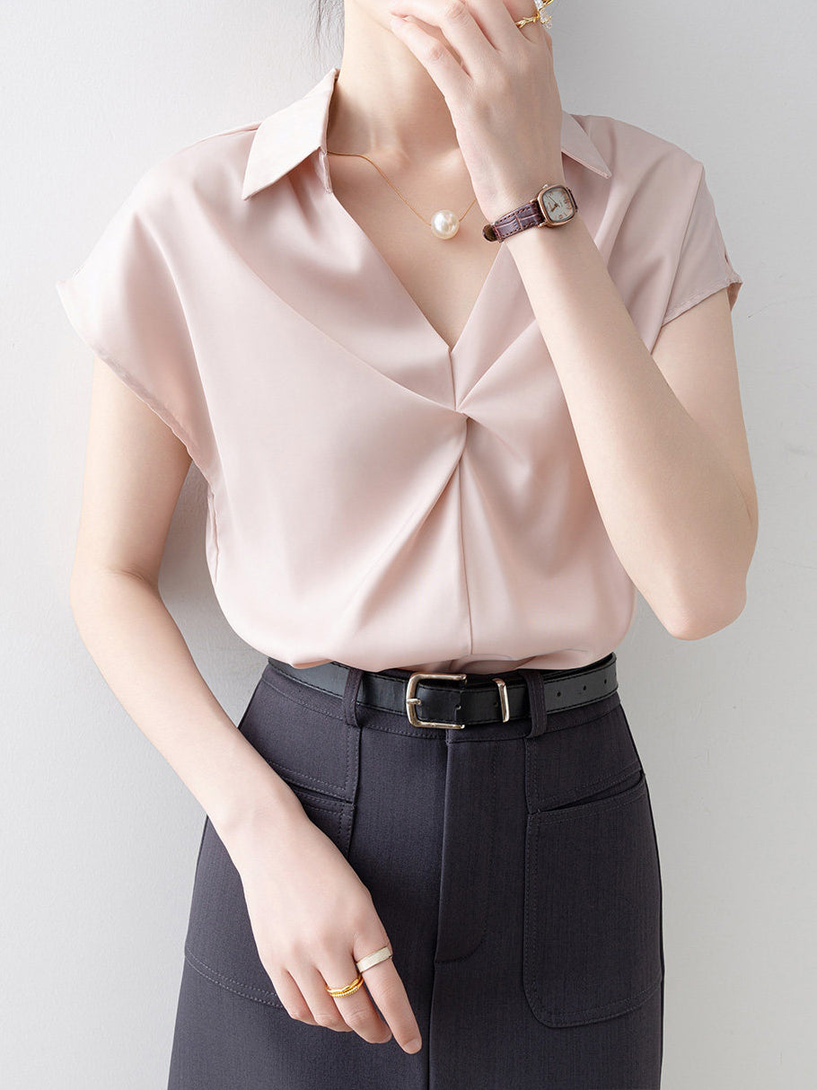 フロントノットパールデザインブラウス　3色入