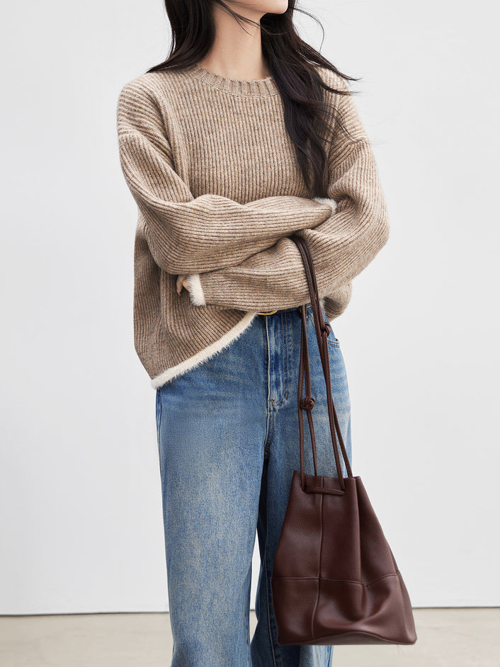 ファーヘムデザインローゲージニット　3色入