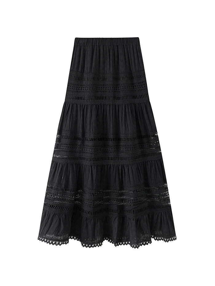 Cutwork lace tiered skirt in 2 colors