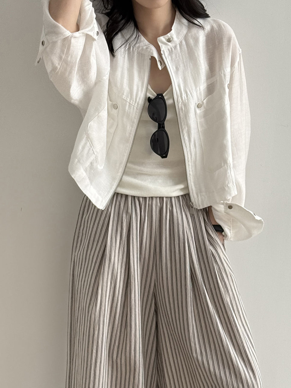 Band Collar Pocket Blouson (2 colors)