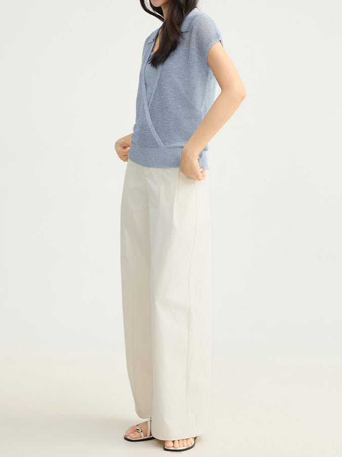キーネックカシュクールネットトップス＋ニットキャミアンサンブル - SonderSable