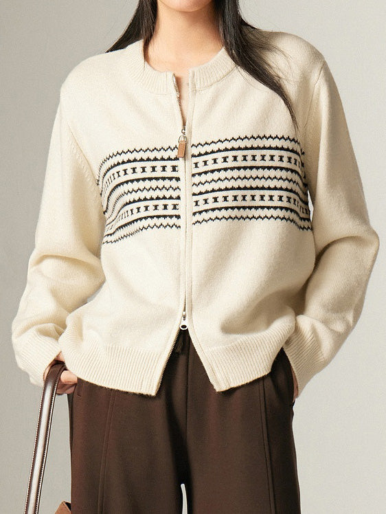 Ethnic crew neck cardigan in 3 colors