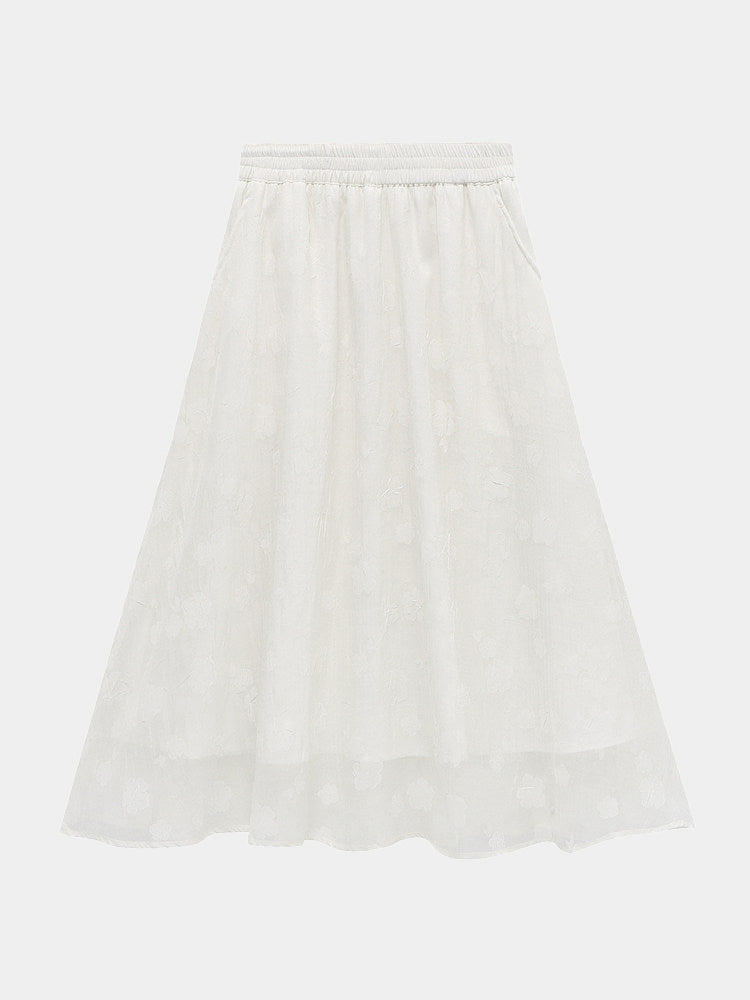 Floral Print Tulle Flare Skirt (2 Colors)