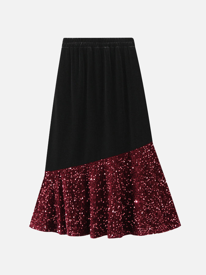Sequined Velvet Skirt (3 colors)