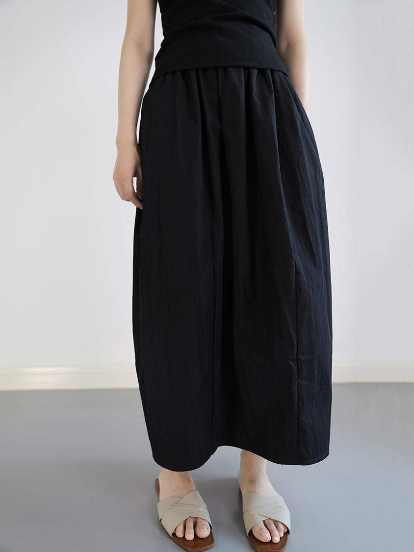 Balloon silhouette long skirt in 2 colors
